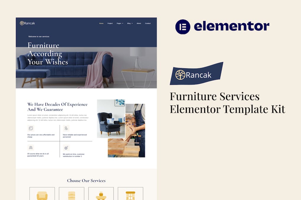 Rancak - Furniture Services Elementor Template Kit
