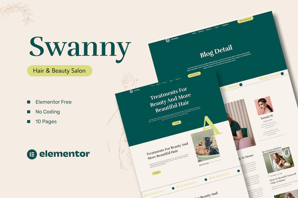 Swanny - Hair & Beauty Salon Elementor Template Kit