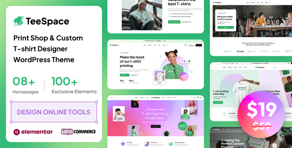 TeeSpace - Print Custom T-shirt Designer WordPress theme