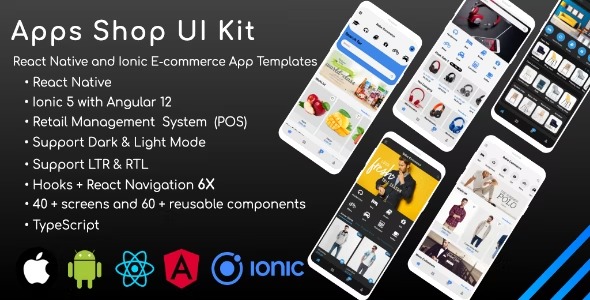 Apps Shop UI kit (POS) React Native & Ionic Angular E-Commerce Templates (Grocery