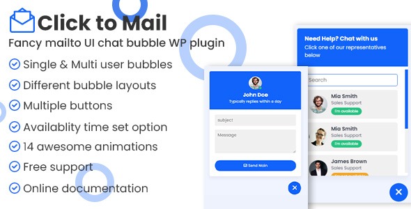 Click to mail- Fancy Mailto UI chat bubbles WordPress plugin