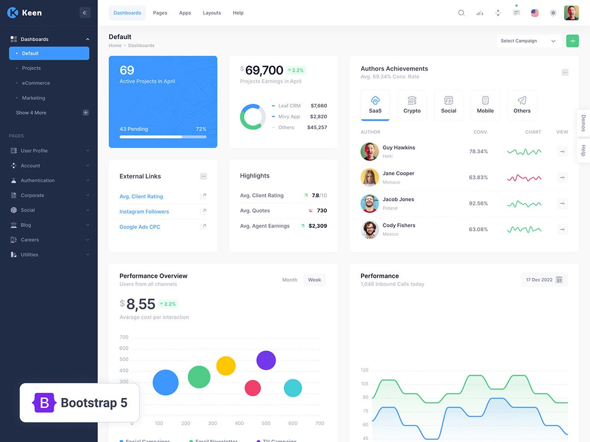 Keen - Multi Demo Bootstrap Admin Dashboard Theme Free