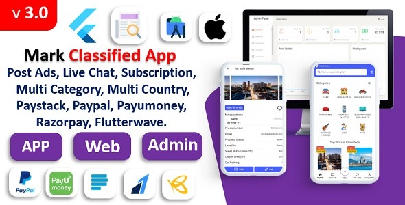 Mark Classified App| Classified App | Multi Payment Gateways Integrated | Buy - Sell | Subscription
