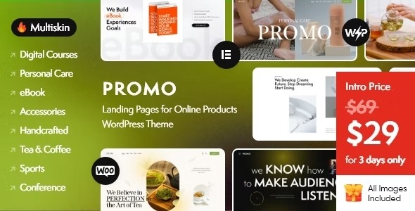 Promo Landing Pages for Online Products WordPress Theme