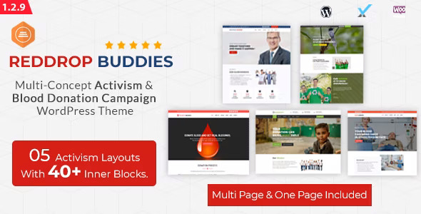 Reddrop Buddies - Multi-Concept Activism - Blood Donation Campaign WordPress Theme