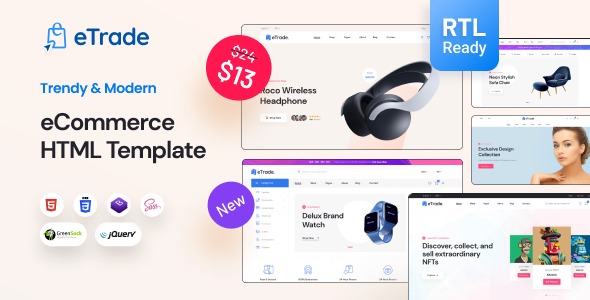 eTrade - eCommerce html template + RTL