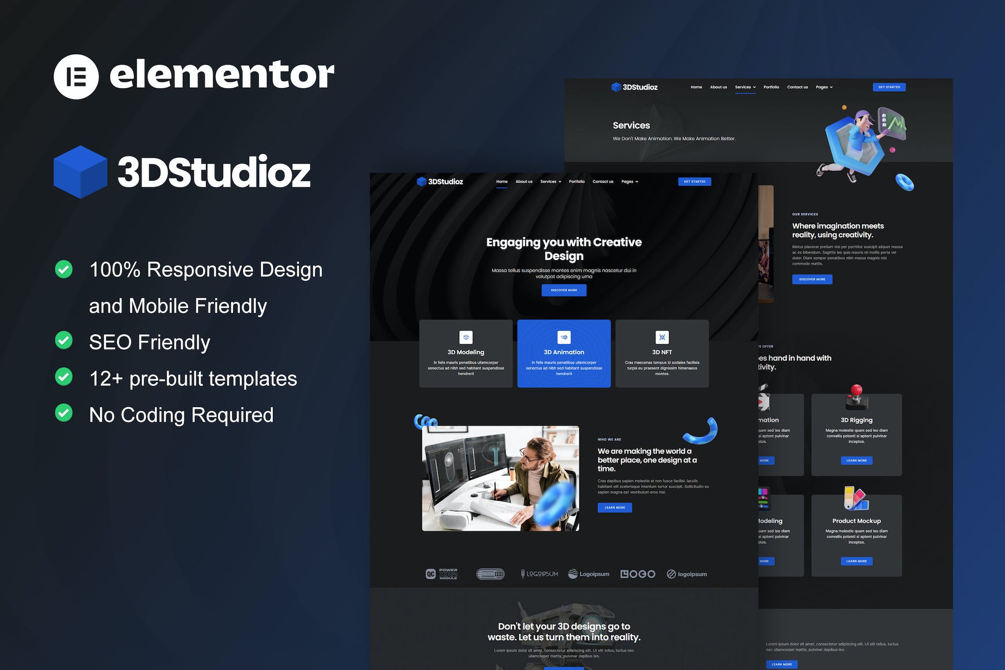 dstudioz - 3D Design & Animation Studio Elementor Template Kit