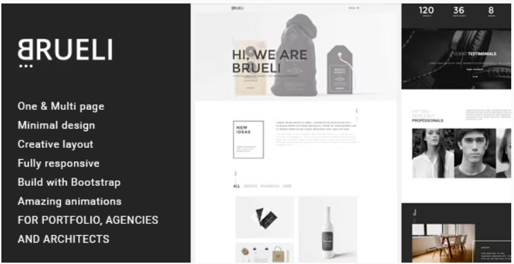Brueli - Minimal Portfolio / Agency / Architect WordPress Theme