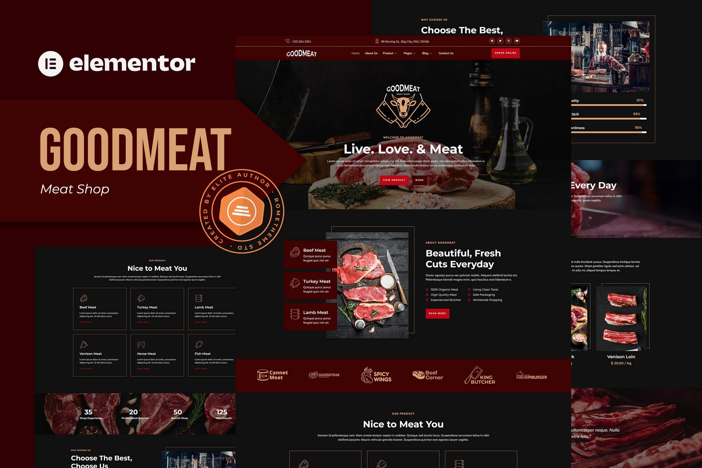 Goodmeat - Meat Shop & Butcher Elementor Template Kit