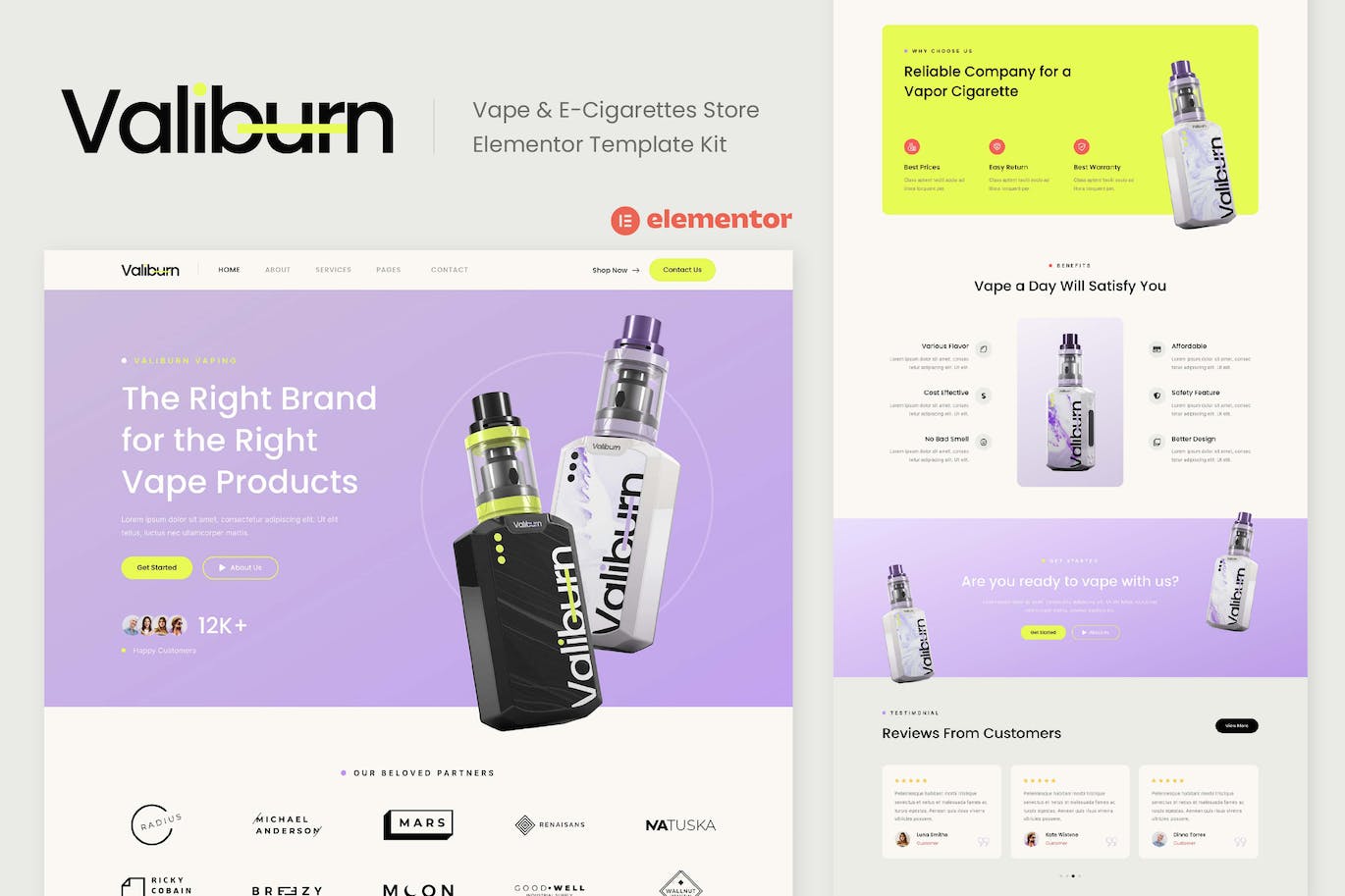 Valiburn - Vape & E-Cigarettes Store Elementor Template Kit