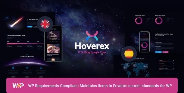 Hoverex Cryptocurrency - ICO WordPress Theme + Spanish