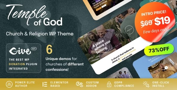 Temple of God- Religion and Church WordPress Theme