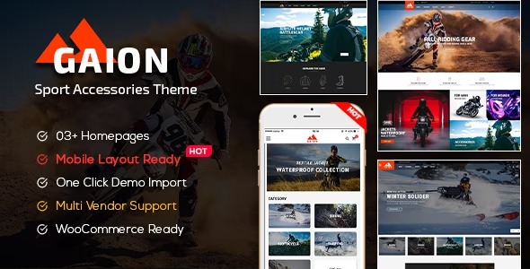 Gaion Sport Accessories Shop WordPress WooCommerce Theme (Mobile Layout Ready)