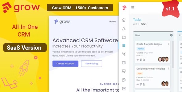 Grow CRM SaaS - Laravel Project Management - Multitenancy