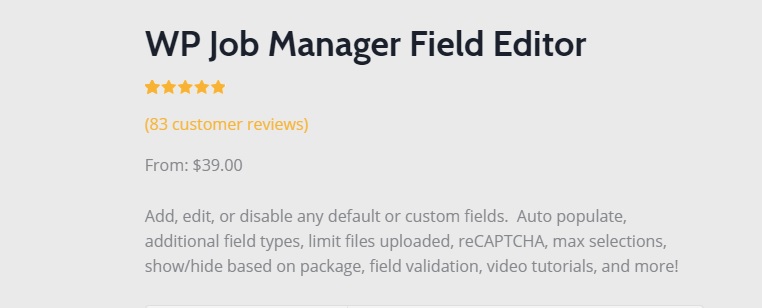 WP Job Manager Field Editor Add-on