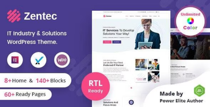 Zentec - IT Solutions Company WordPress Theme + RTL