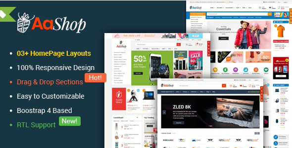 AaShop Responsive - Multipurpose Sectioned Bootstrap Shopify Theme