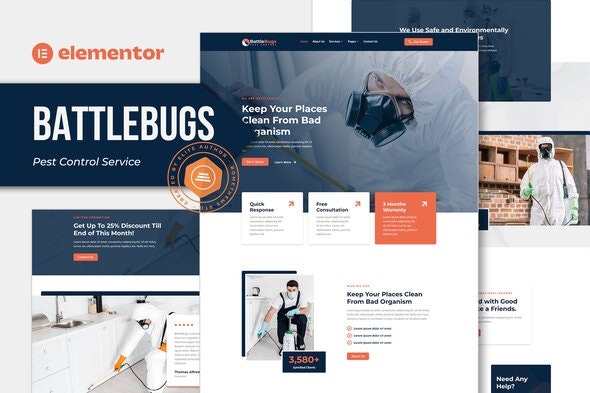 BattleBugs - Pest Control Service Elementor Template Kit