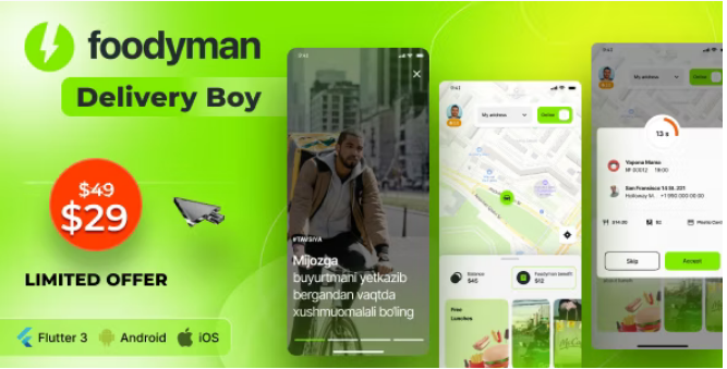 Foodyman - Multi - Restaurant (and Grocery) Delivery App (iOS&Android)