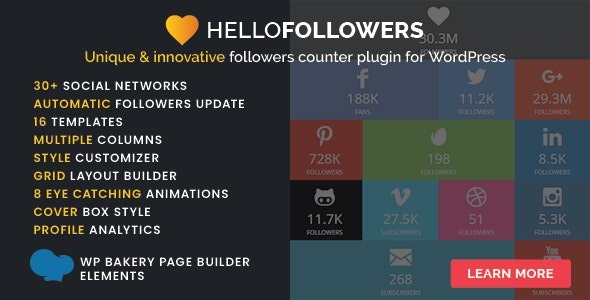Hello Followers Social Counter Plugin for WordPress