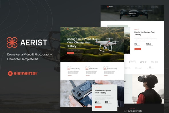 Aerist - Drone Aerial Video - Photography Elementor Template Kit