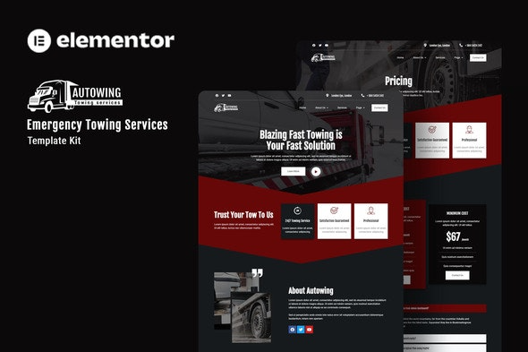 Autowing - Emergency Towing Service Elementor Template Kit