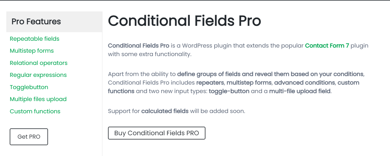 Conditional Fields Pro for Contact Form