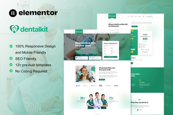 Dentalkit - Dentist & Medical Service Elementor Template Kit