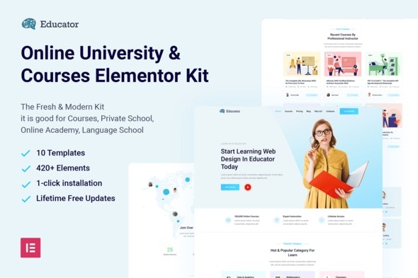 Educator - Online University - Courses Elementor Template Kit