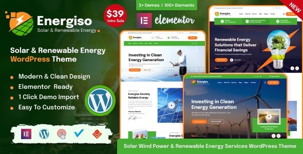 Energiso Solar - Renewable Energy WordPress Theme