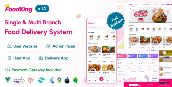 FoodKing - Restaurant Food Delivery System with Admin Panel - Delivery Man App | Restaurant POS