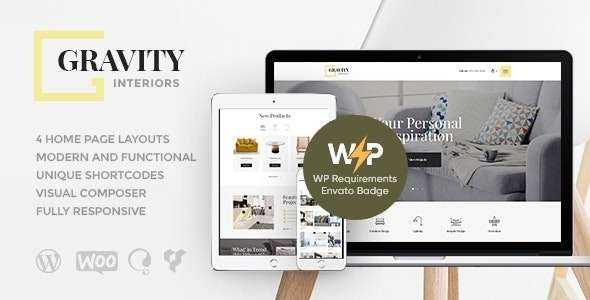Gravity A Contemporary Interior Design - Furniture Store WordPress Theme