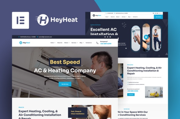 HeyHeat - Air Conditioning Services Elementor Template Kit