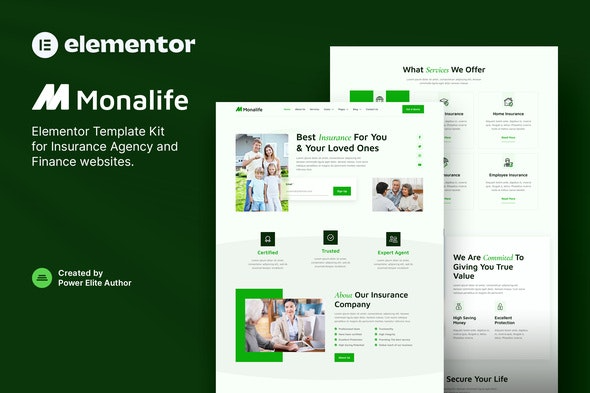 Monalife - Insurance Agency & Finance Elementor Template Kit