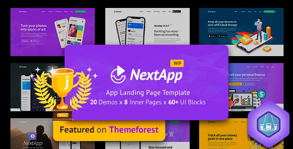 Nextapp App Landing Page WordPress Theme for Mobile Application Software Design - Development Site