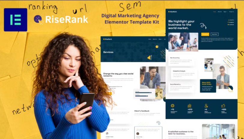Riserank - Digital Marketing Agency Elementor Template Kit