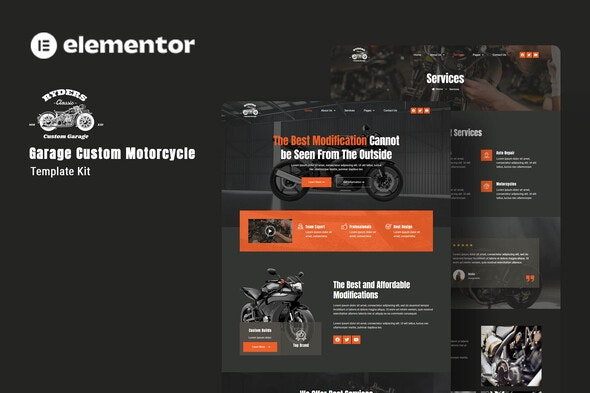 Ryders - Garage Custom Motorcycle Elementor Template Kit