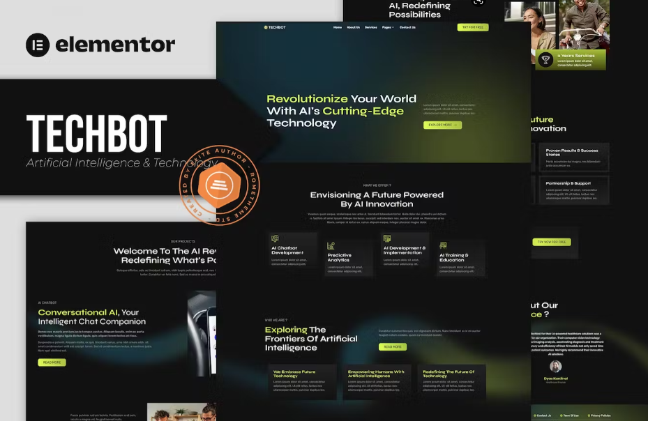 Techbot - Artificial Intelligence & Technology Services Elementor Template Kit