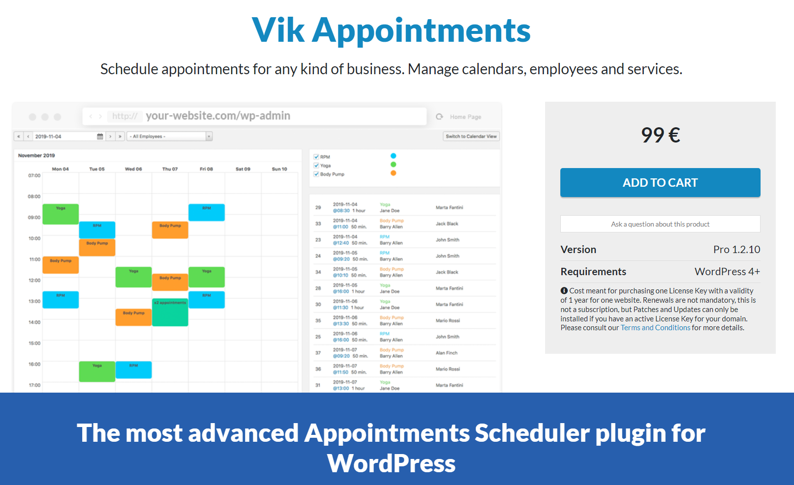 Vik Appointments Pro for WordPress