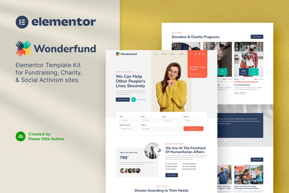 Wonderfund - Fundraising & Charity Elementor Template Kit