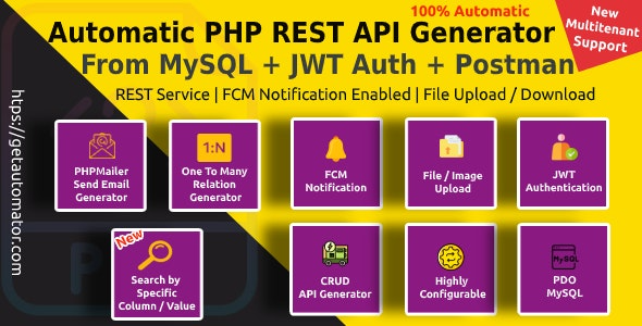 Automatic PHP REST API Generator + Postman Docs from MySQL Database With JWT Token Authentication