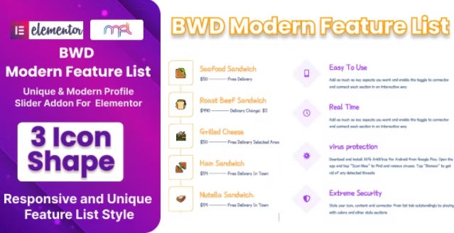 BWD Modern Feature List Addon For Elementor