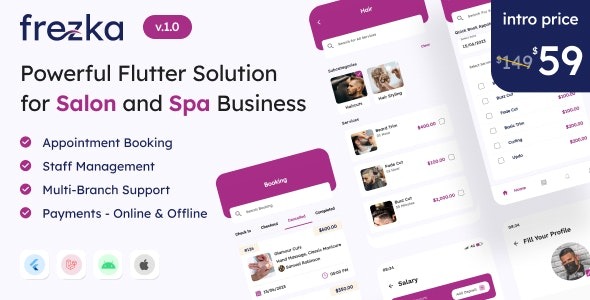 Frezka All-in-one Salon & Spa Business Solution in Flutter + Laravel