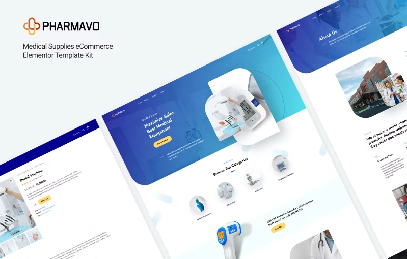 Pharmavo - Medical Supplies eCommerce Elementor Template Kit