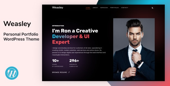 Weasley Personal Portfolio WordPress Theme