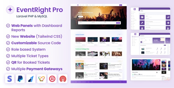 EventRight Pro - Ticket Sales and Event Booking - Management System with Website - Web Panels (SaaS)