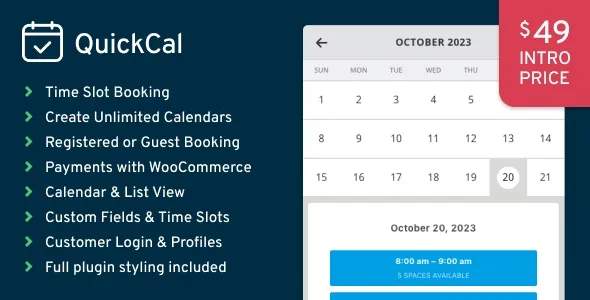QuickCal Appointment Booking Calendar for WordPress
