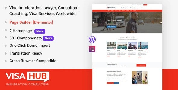 VisaHub Immigration Consulting WordPress Theme