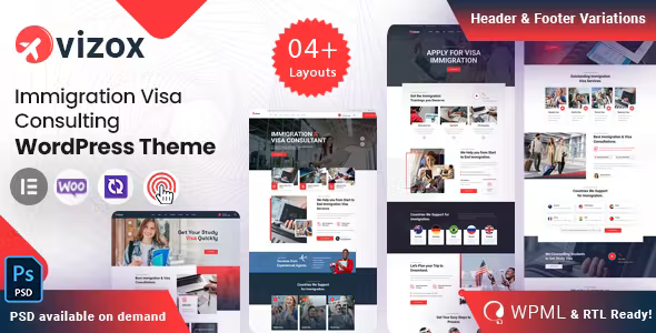 Vizox - Immigration Visa Consulting WordPress Theme