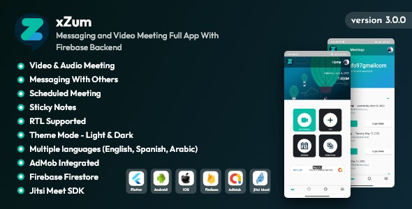 XZum Messaging and Video Meeting Full App With Firebase Backend